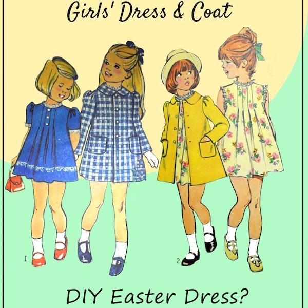 Simplicity 6182 - Adorable DIY Girls' Dress & Cot - Easter Dress - Vintage 1960s - Size 6 - Pleated - Cute / Kawaii - Sweet A-Line