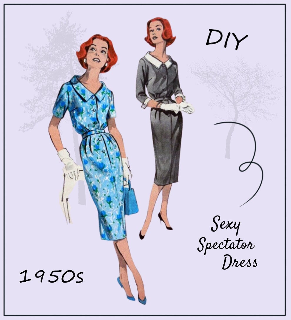 Butterick 8576 - Stunning 1950s Spectator Shirtwaist Dress Butterick 8576 - Stunning 1950s Spectator Shirtwaist Dress