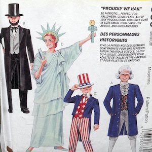 McCall&#39;s 7339 - Kids&#39; DIY Americana Costumes - Uncle Sam, George Washington, Statue of Liberty, Abe Lincoln - Cosplay - UNCUT