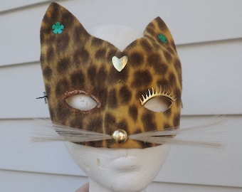 Vintage Made in Italy Cat Mask / Leopard / Sexy / Wildcat - Italian - Franco NY - Halloween / Costume / Cosplay