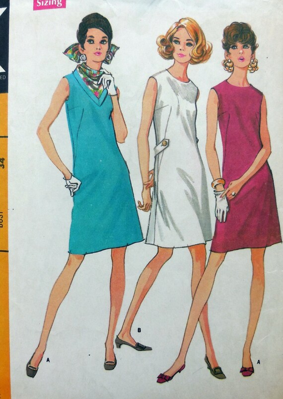 1960s a line dresses Vintage 1960s Pattern One-piece A-Line Dress