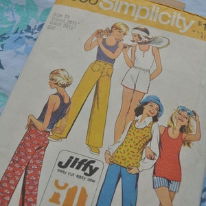 Simplicity 5650 Adorable Girls' Summer Wardrobe Fun in the Sun Vintage Easy To Sew Size 10 Tween 1970s Shorts, Tank, Tee image 5