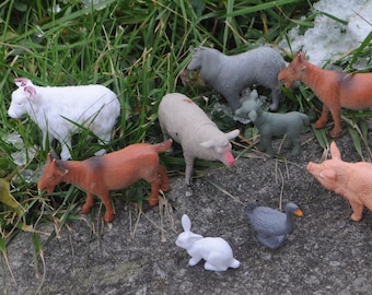 Giant Lot of Farm Animals & Miniatures for Model, Diorama, 4-H, Railroad, Assemblage, Nativity, Etc. - Sheep, Goats, Pig, Collie, Etc.