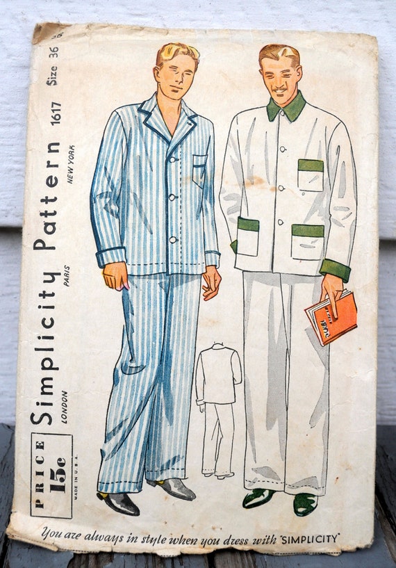 Simplicity 1617 Classy 1930s Men s Pajamas DIY Hollywood Style