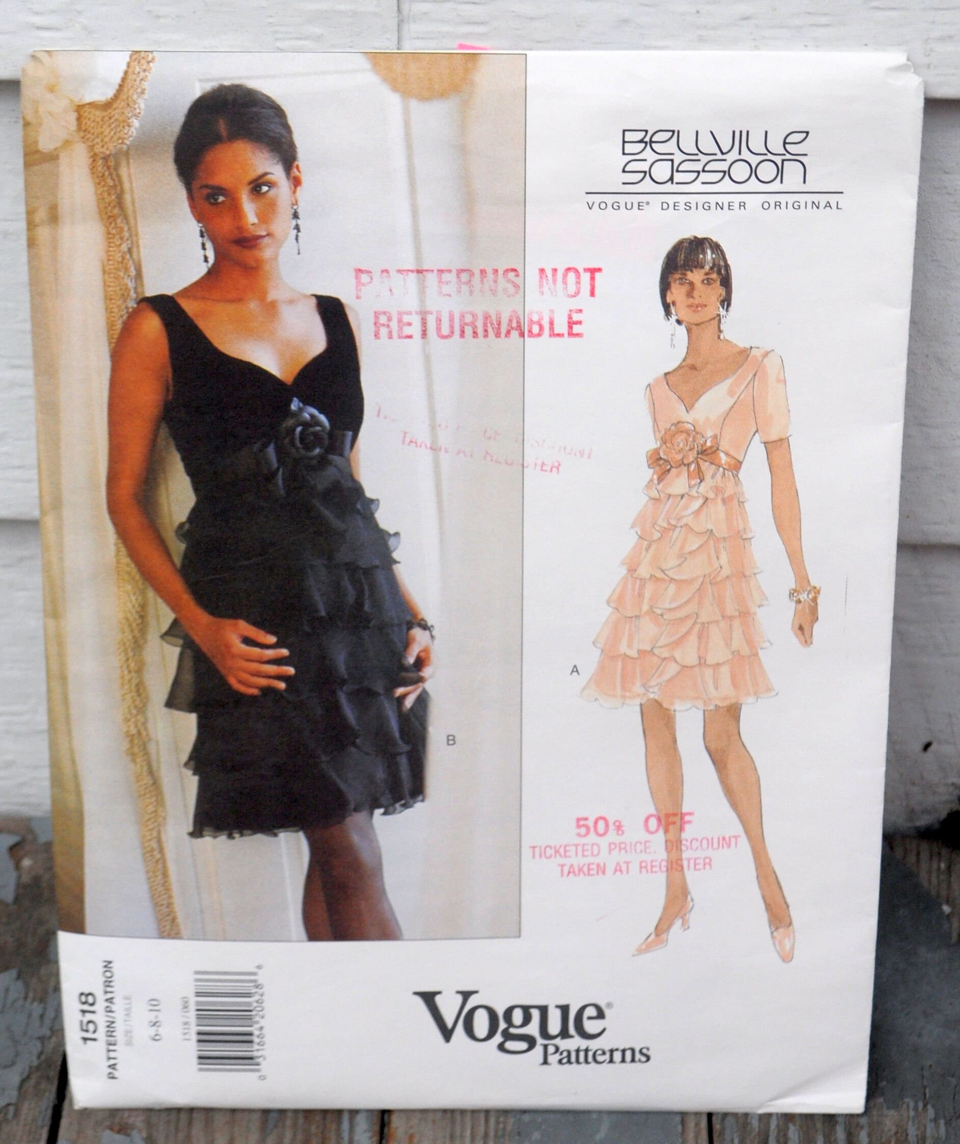 Vogue Ruffles Vogue 1518 - Vintage 1990s DIY Designer Sexy Cocktail Dress - Bellville ...