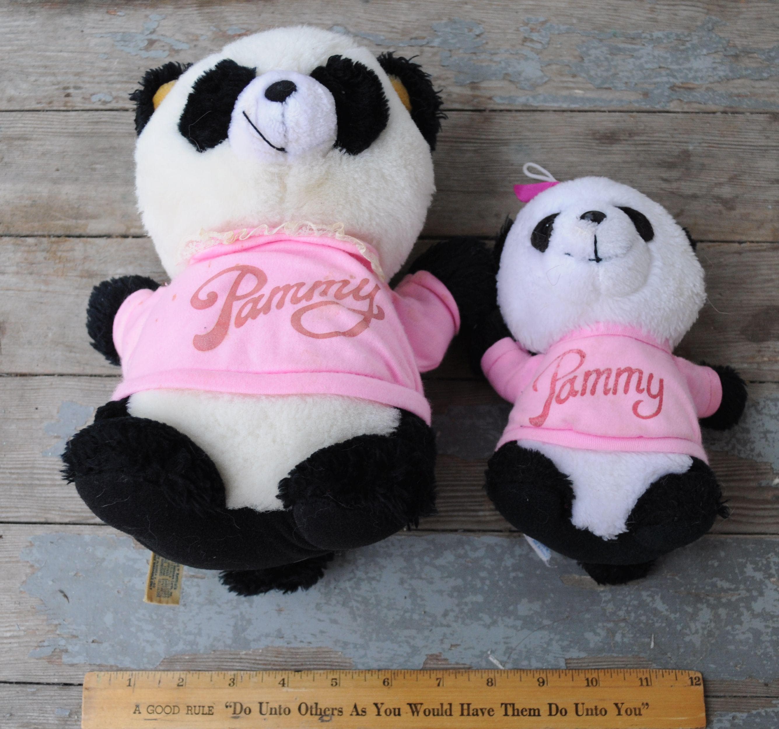 Vintage PAMMY the Panda Bear - Shirt Tales Stuffed Animal / Plush