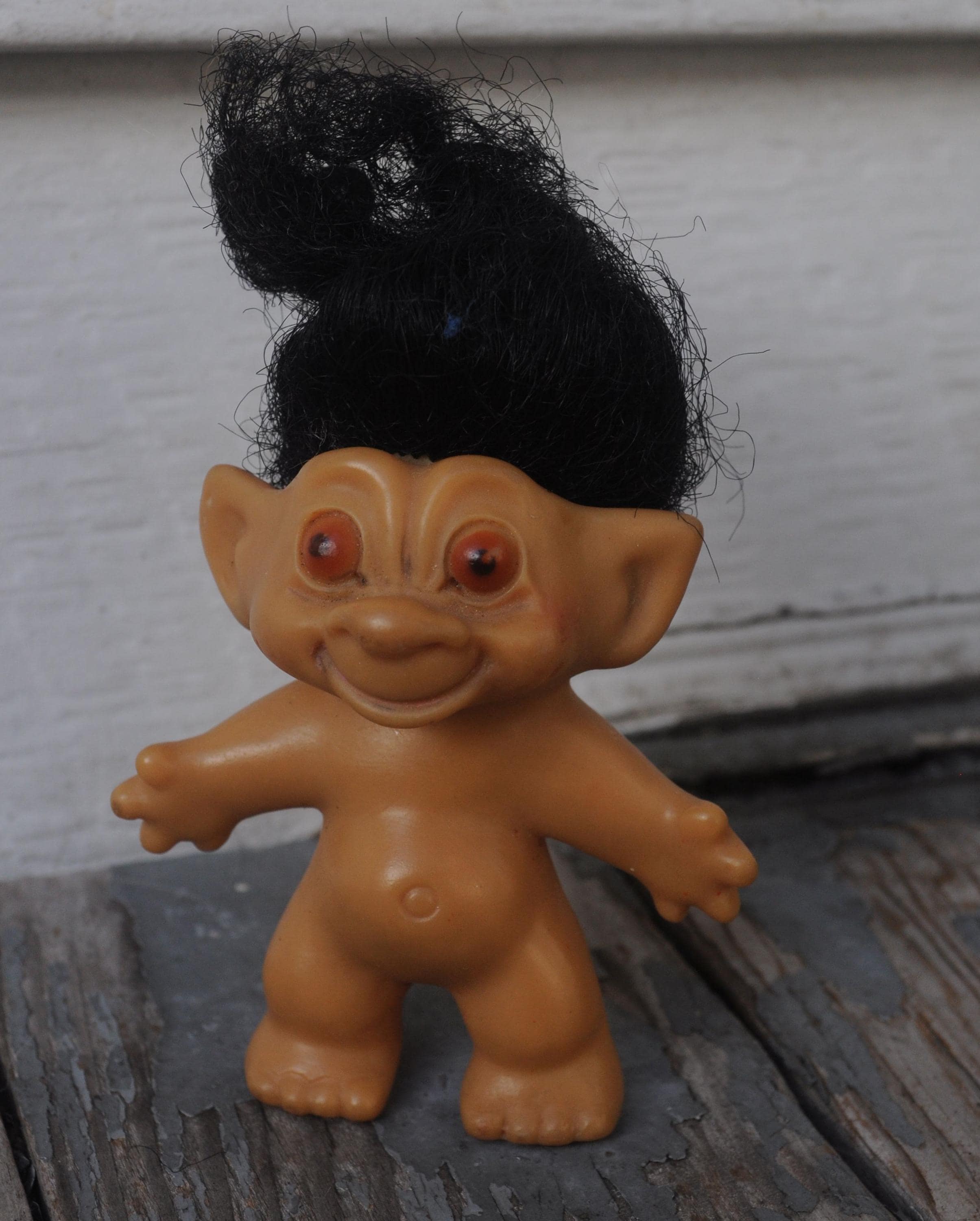 Vintage Miniature Troll 1960s Black Hair Ugly Cute
