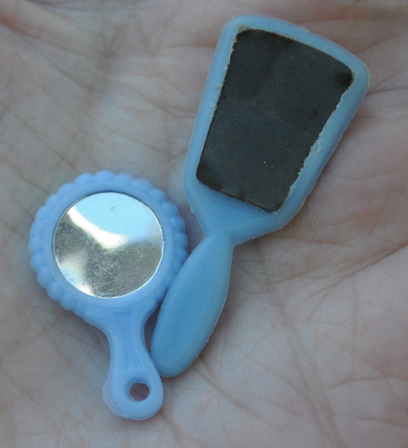 Tiny Little Vintage Fashion Doll Hand Mirrors Light Blue Etsy