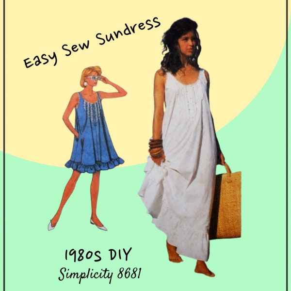 Simplicity 8681 - Easy Sew Sundess / Tent Dress - Beach / Cruise / Summer - Size Sm - UNCUT