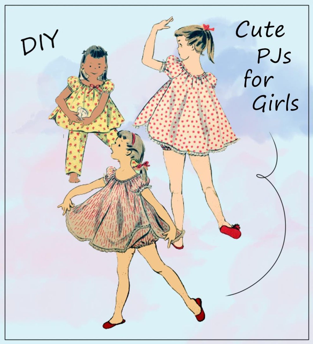 Advance 6947 Cute Girls DIY Pajamas Vintage 1950s Babydoll Pjs Sleepwear Loungewear Size 6 8 Super Kawaii Bloomers Etsy Canada
