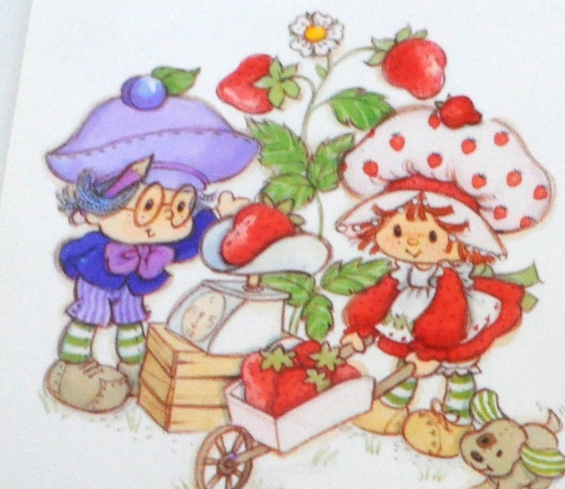 UNUSED Kawaii Friendship Vintage 1980 Strawberry Shortcake Greeting Card Pupcake American Greetings Plum Puddin/' Cute