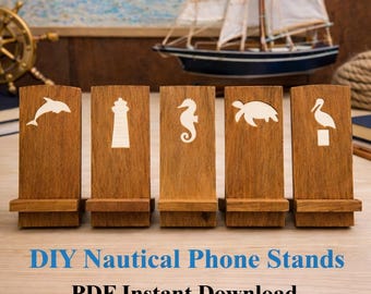 Collectie nautische telefoonstandaard: doe-het-zelfgids en patronen, direct downloaden, houtbewerkingsplannen