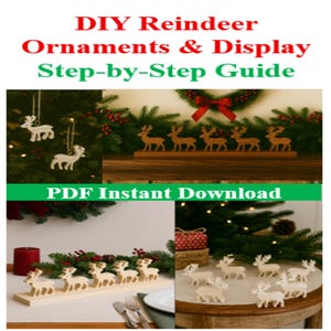 DIY Reindeer Display & Ornaments-PDF Download, Christmas Ornament, Plan and Patterns, Woodworking Plans, Scroll Saw Pattern, Christmas Decor