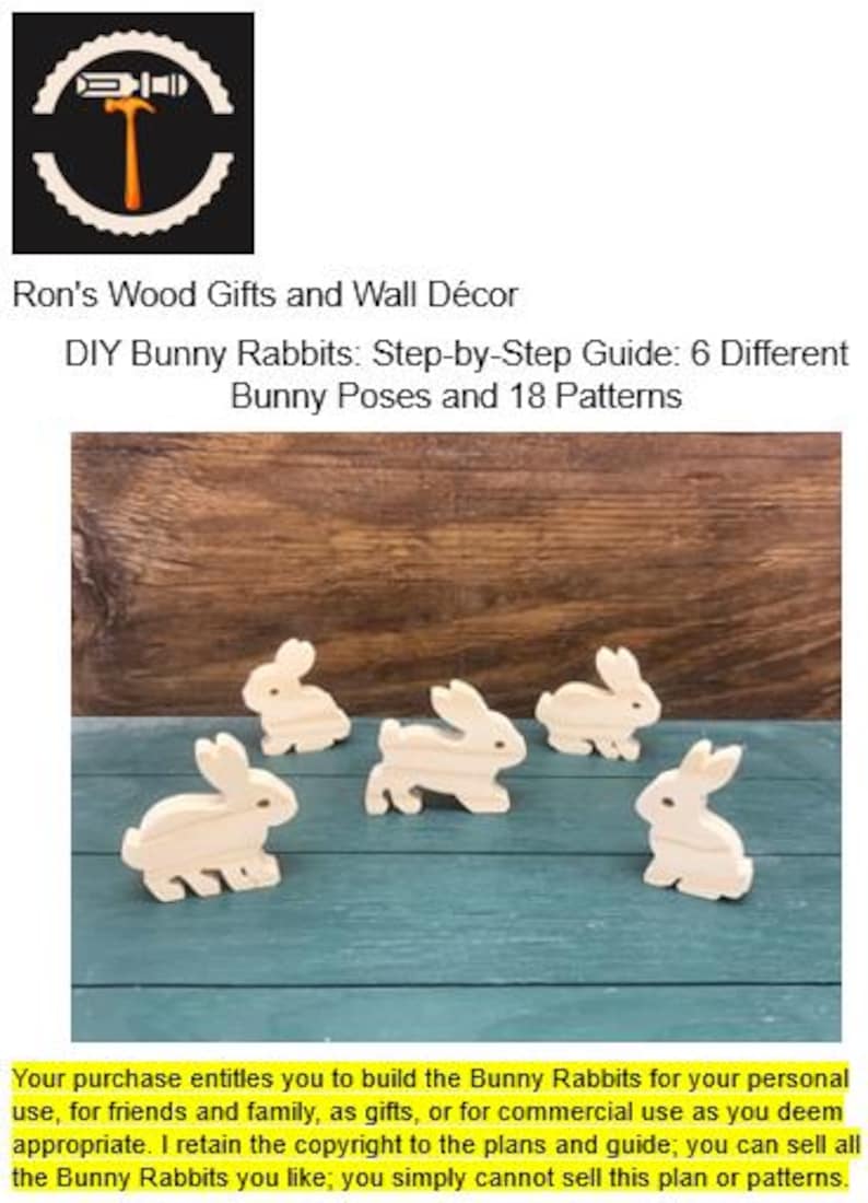 Delightful DIY Wooden Bunny Rabbits-5 Poses and 15 Patterns, PDF ...