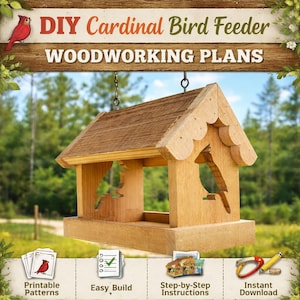Cardinal Bird Feeder Plans, DIY Cedar Woodworking Guide (PDF Download)