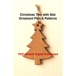 Plan bricolage et décoration de Noël en bois, téléchargement immédiat, plans de menuiserie bricolage, modèle de scie à chantourner, décoration d'arbre de Noël-étoile