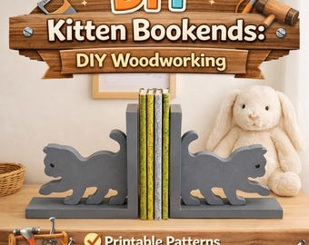 DIY Kitten Bookends Woodworking Plans & Scroll Saw Patterns - PDF Download