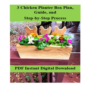 DIY Chicken Planter Box Plans, PDF Instant Download, Woodworking Plans, Scroll Saw Pattern, Flower Box, Box Planter Plans