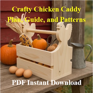 Crafty Chicken Caddy DIY Plans and Guide-PDF Download, Woodworking Plans, Picnic Caddy, Garden Tote, Harvest Crate, Home Decor, Porch Decor