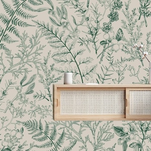Fern Botanical Wallpaper,Botanical Wallpaper, Peel&Stick and Traditional Wallpaper, Leaves Wall Art, Self Adhesive.
