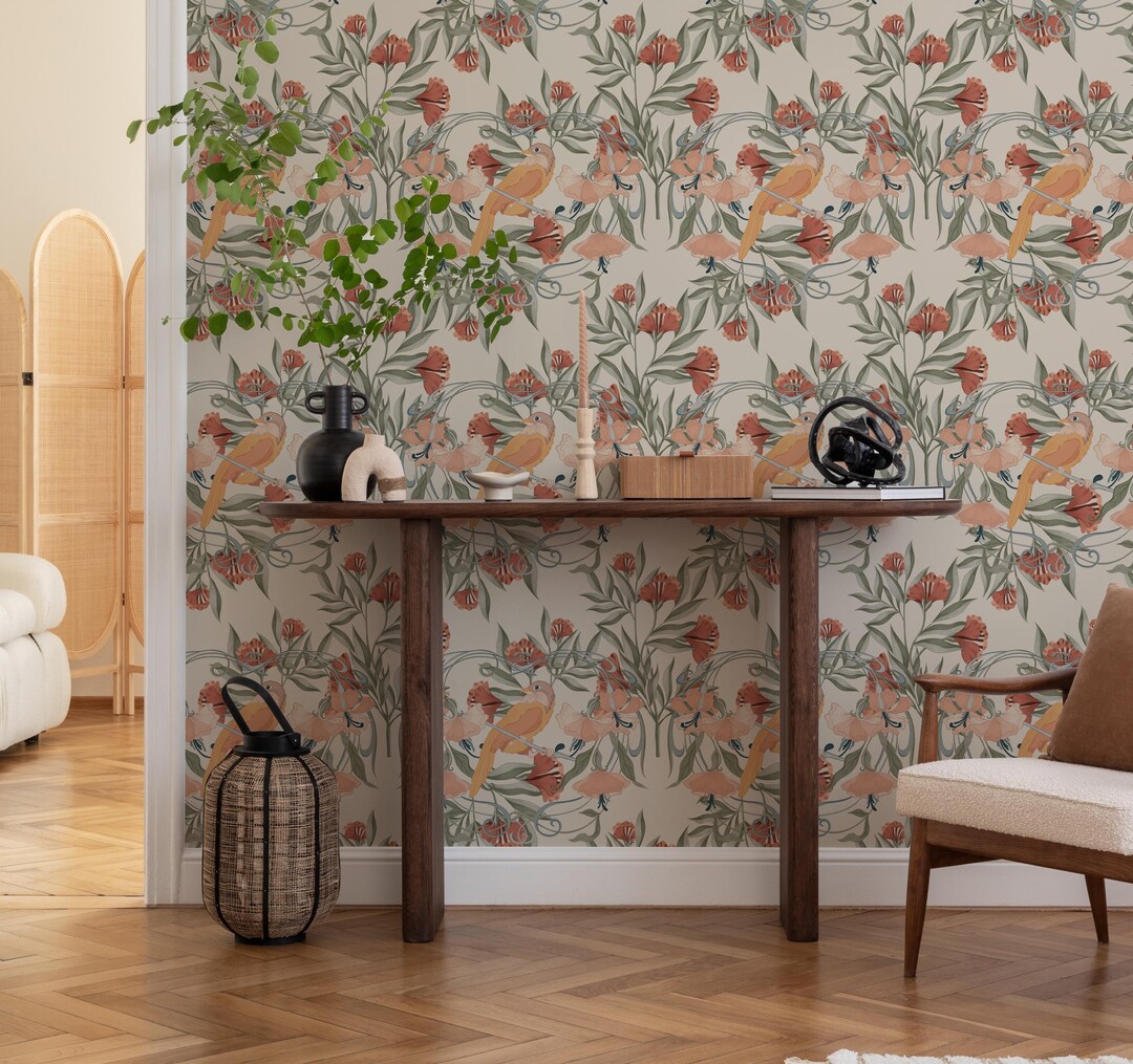 Dark Botanical Secret Garden Wallpaper Mural – Moody Floral & Leaf Wall