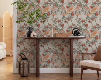 Dark Botanical Secret Garden Wallpaper Mural – Moody Floral & Leaf Wall Art – Peel Stick Traditional