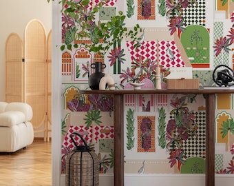 Jaipur Garten-Tapete Wandbild - Inspirierte Wandkunst durch den Rajasthan-Palast