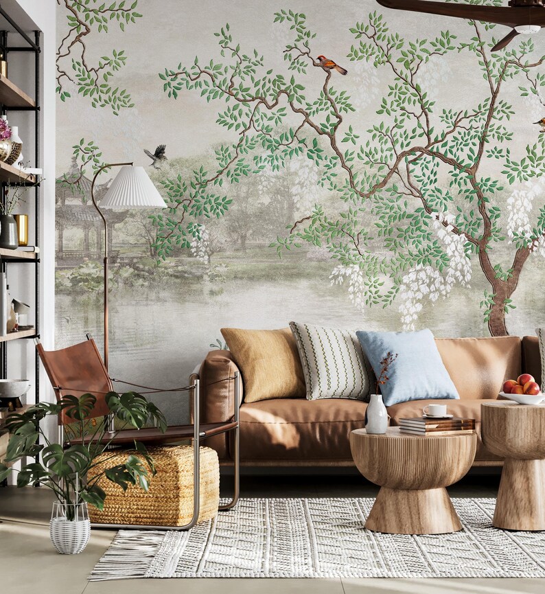 Chinoiserie Birds & Blossoms Wallpaper – Botanical Bird Floral Wall ...