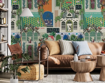 Jaipur Garden Wallpaper Wandbild – Üppiges Rajasthan Palace Design