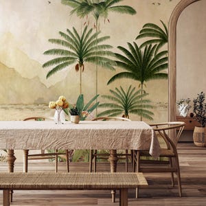 Antique Tropical Forest Peel and Stick Wallpaper, Vintage Forest Wall Mural, Removable Tropical Wallpaper, Self Adhesive Wall Decor