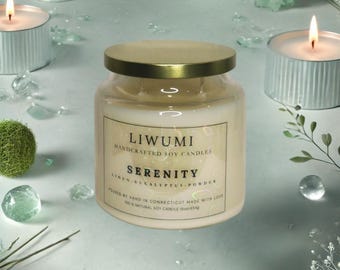 Serenity Luxury Handcrafted Pure Soy Candles | 2-Wick | Non-Toxic, Phthalate-Free, Dye-Free | Essential for Self-Care & Relaxation