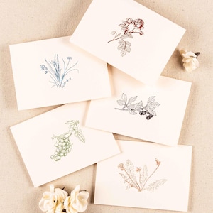 Botanical Illustration Notecards Set | Floral Art Greeting Cards | Botanical Stationery | Nature Lover Gift | Plant Card | Garden Theme Card