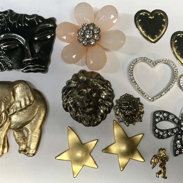 Vintage Costume Jewelry bits and Pieces, crafting, scrapbook, collage.