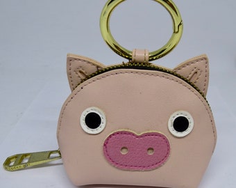 Leather Pig Coin Purse Key Ring Pig collector Gift