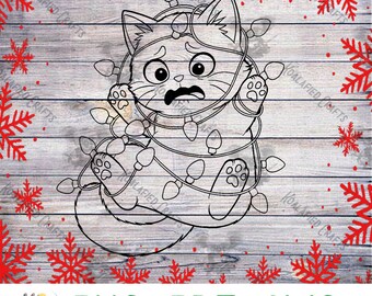 Funny Stressed Cat Christmas Lights SVG| Holiday| Digital Download | Christmas