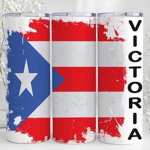 Puerto Rico flag pride tumbler, Personalized, Show you are a proud Puerto Rican with this unique tumbler