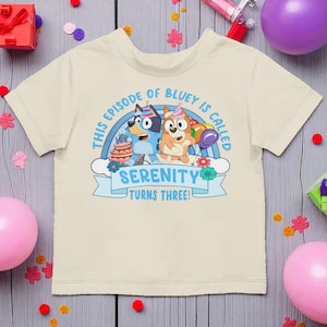 Chemise d&#39;anniversaire de chien bleue personnalisée : tenue de dessin animé personnalisée