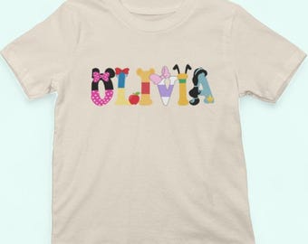 Personalized Disney Cartoon Shirt, Custom Name Princess Tee