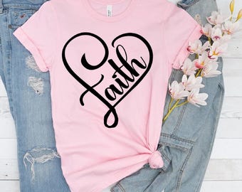 Faith Shirt Christian Tee, Jesus Cross T-Shirt, Grace and Faith Religious Gift, Bible Shirt, Church Gift for Women