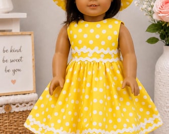 Robe de poupée / Robe et chapeau pour poupée de 45 cm / Vêtements de poupée / Chapeau et robe faits main pour poupée de 45 cm
