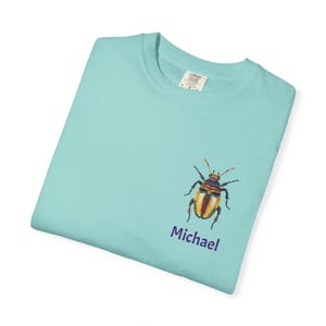 Vintage-Inspired Unisex Garment-Dyed T-Shirt, Boho Beetle Tee, Eco-Friendly Casual Wear, Summer Outing Shirt, Nature Lover Gift