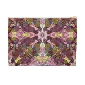 Cat and Flower Kaleidoscope Accessory Pouch, Makeup Bag, Zipper Pouch, Travel Organizer, Gift for Cat Lovers,
