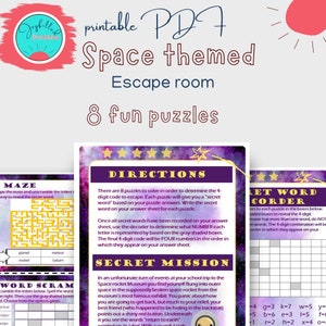 Escape Room for Kids- Space Themed Escape Room - Printable Party Games - Kids Puzzle Game - Family Game Night - Printable Activity for Kids