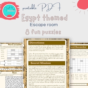 Escape Room for Kids- Egypt Themed Escape Room - Printable Party Games - Kids Puzzle Game - Family Game Night - Printable Activity for Kids