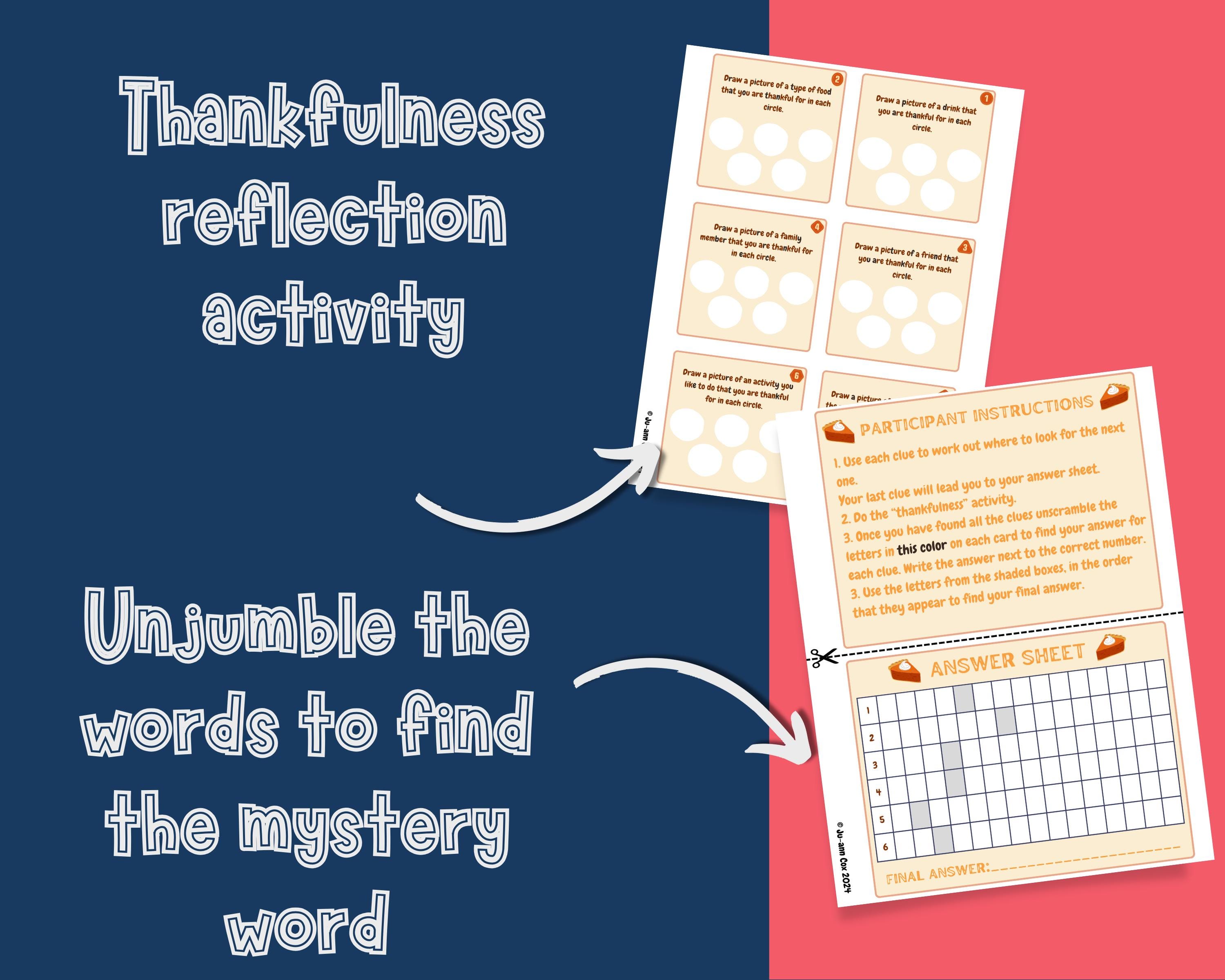 Scramble Riddle Thanksgiving Scavenger Hunt for Kids, Riddles & Word Scramble ...