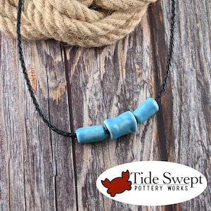 Glacier Blue Surf  Necklace – Handmade Ceramic Jewelry for Men & Women