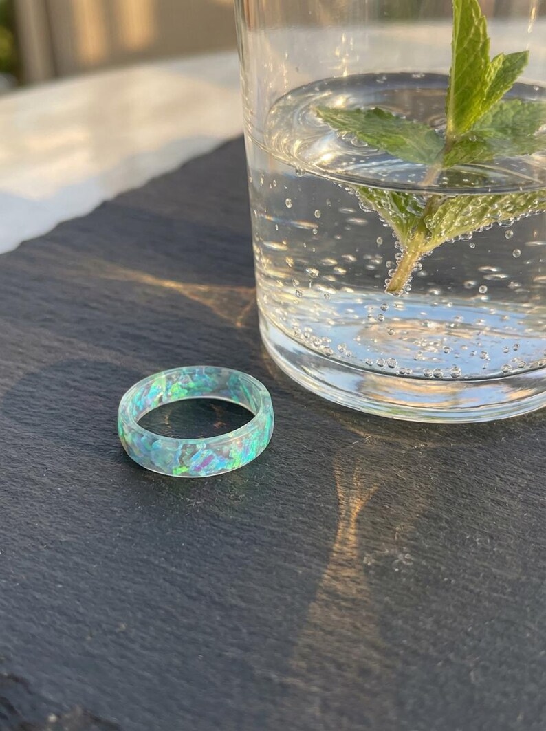Translucent Ring Iridescent Clear Stackable Thin Faceted Resin Ring Fairycore Jewelry - Etsy