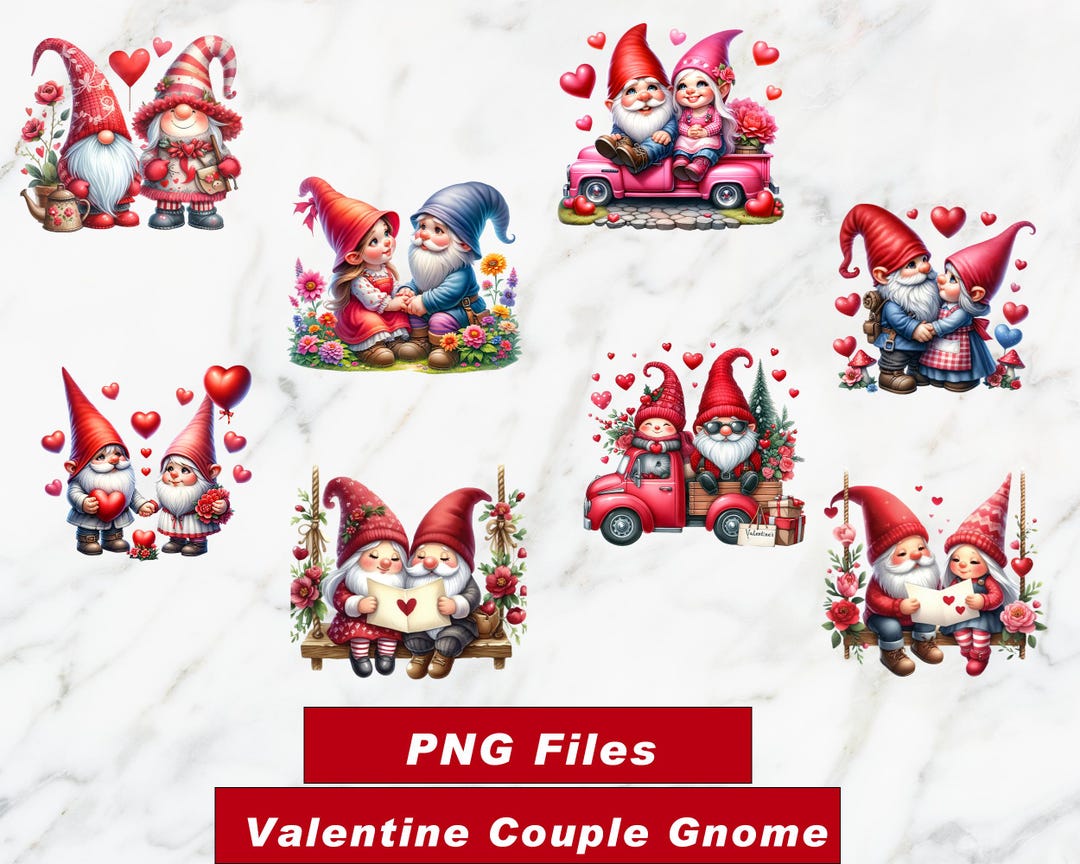 Valentines Gnome Clipart Bundle, Valentines Clipart, Valentines Png ...