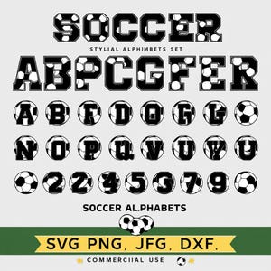Soccer Alphabets and Numbers Svg, Soccer Svg, Soccer Ball Svg, Soccer Mom Svg, Football Svg, Football Font, Sports Font, Sport Letters Svg.