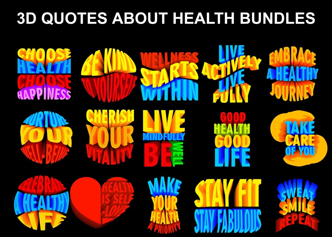 3D Colorful Healthy Quote SVG, Health Quotes Svg, Health Quotes Shirt ...